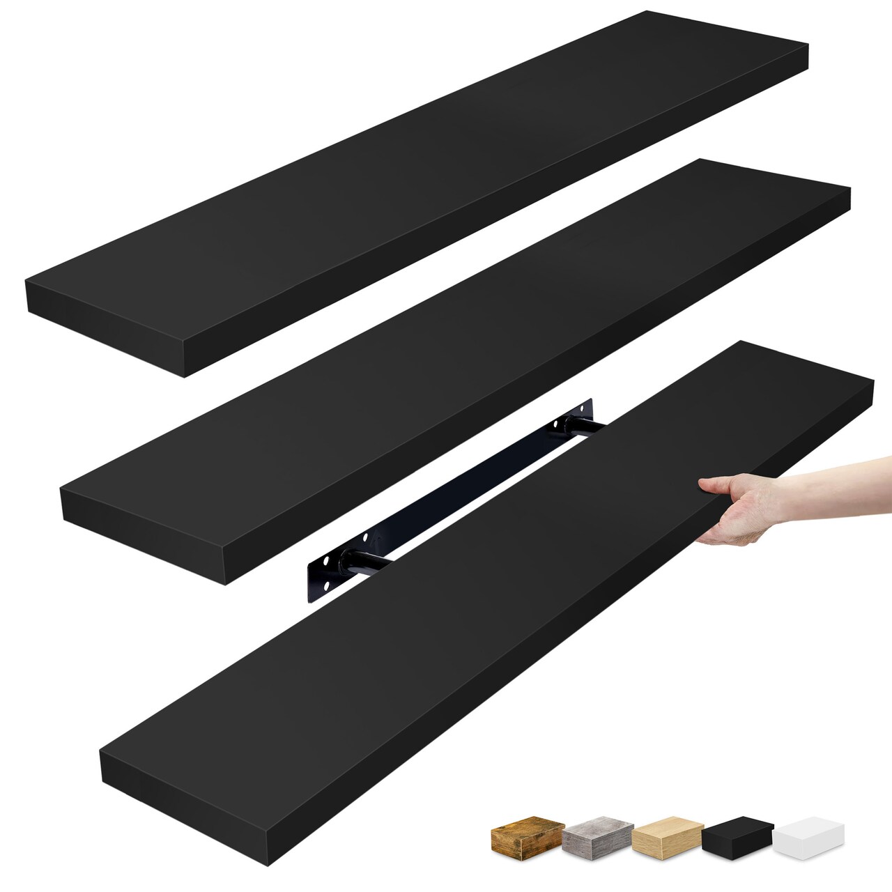 Sorbus 3 Pack Long Floating Shelves for Wall, Large Floating Shelves for Bedroom, Kitchen, Living Room, Bathroom Shelves, Farmhouse Home Decor - 35 x 9 Inch Wall Mounted Floating Shelves for Wall